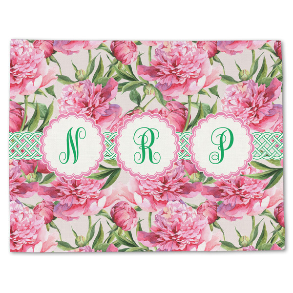 Custom Watercolor Peonies Single-Sided Linen Placemat - Single w/ Multiple Names