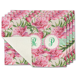 Watercolor Peonies Single-Sided Linen Placemat - Set of 4 w/ Multiple Names