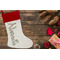 Watercolor Peonies Linen Stocking w/Red Cuff - Flat Lay (LIFESTYLE)