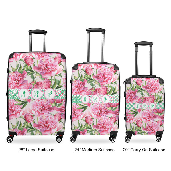 Watercolor Peonies Luggage Bags all sizes - With Handle