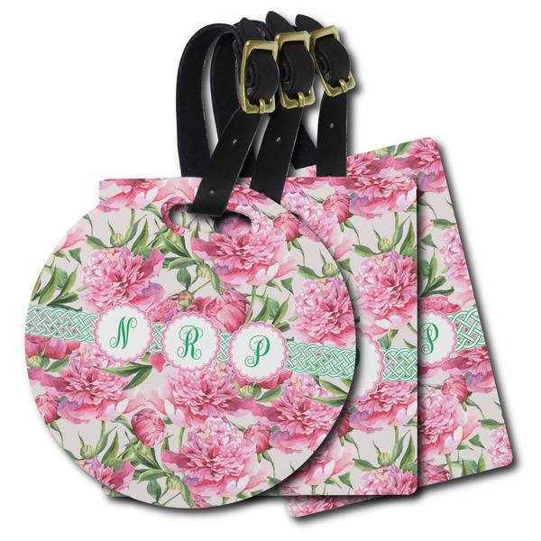 Custom Watercolor Peonies Plastic Luggage Tag (Personalized)