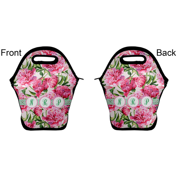 Watercolor Peonies Lunch Bag - Front and Back