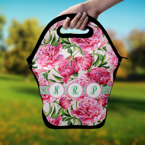 Watercolor Peonies Lunch Bag - Hand