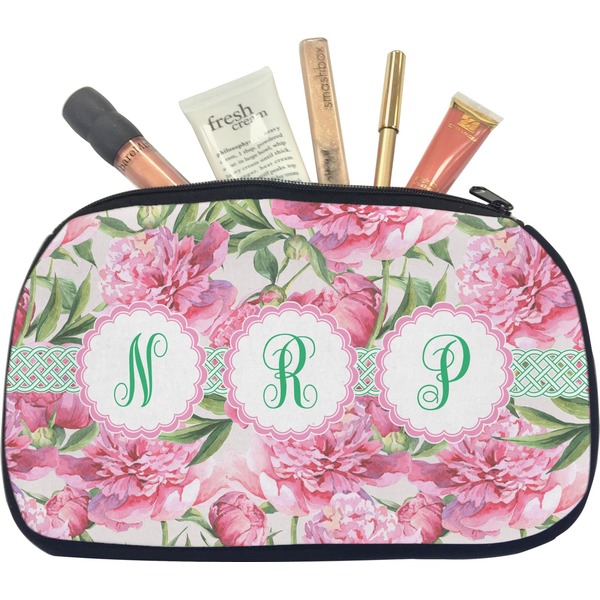 Custom Watercolor Peonies Makeup / Cosmetic Bag - Medium (Personalized)