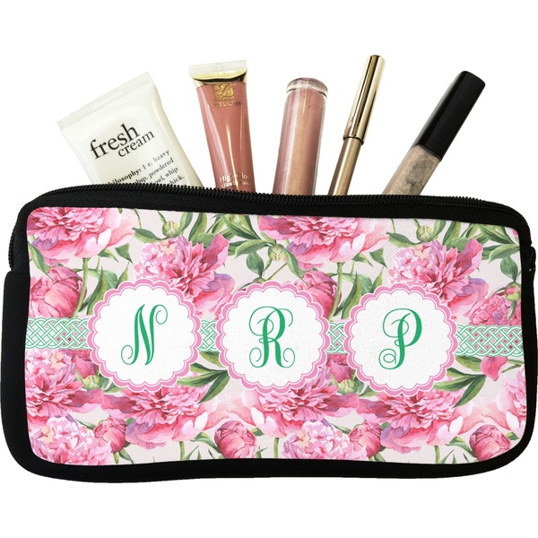 Custom Watercolor Peonies Makeup / Cosmetic Bag (Personalized)