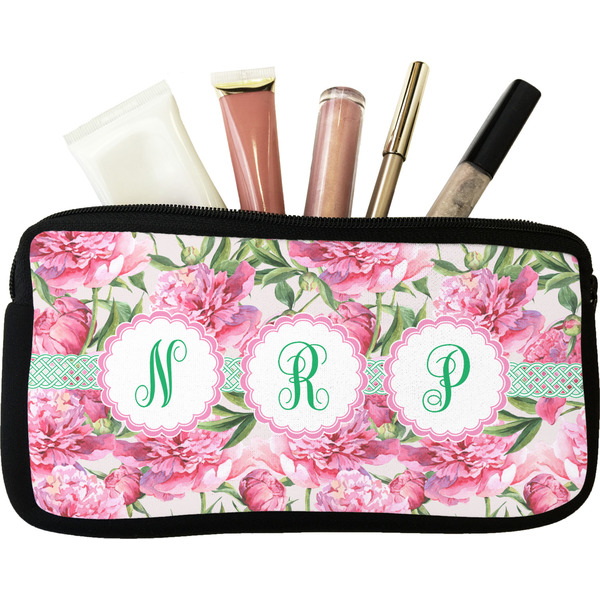Custom Watercolor Peonies Makeup / Cosmetic Bag (Personalized)