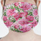 Watercolor Peonies Mask - Pleated (new) Front View on Girl