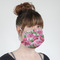Watercolor Peonies Mask - Quarter View on Girl