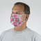 Watercolor Peonies Mask - Quarter View on Guy