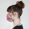 Watercolor Peonies Mask - Side View on Girl