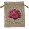 Watercolor Peonies Medium Burlap Gift Bag - Front (Personalized)