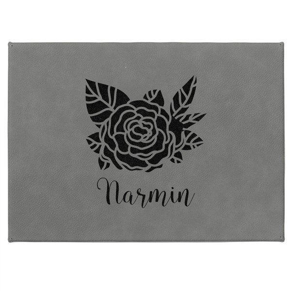 Watercolor Peonies Medium Gift Box with Engraved Leather Lid - Approval