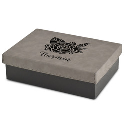 Watercolor Peonies Gift Boxes w/ Engraved Leather Lid (Personalized)