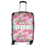 Watercolor Peonies Suitcase - 24" Medium - Checked (Personalized)