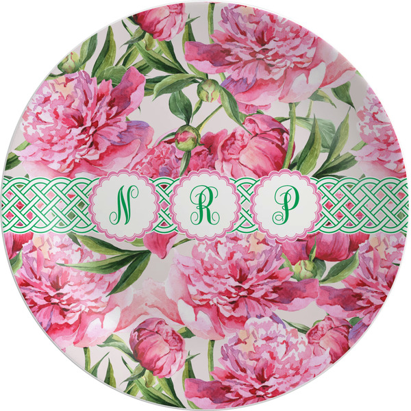 Custom Watercolor Peonies Melamine Plate (Personalized)