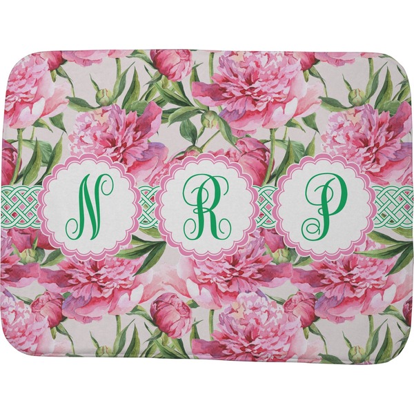 Custom Watercolor Peonies Memory Foam Bath Mat - 48"x36" (Personalized)