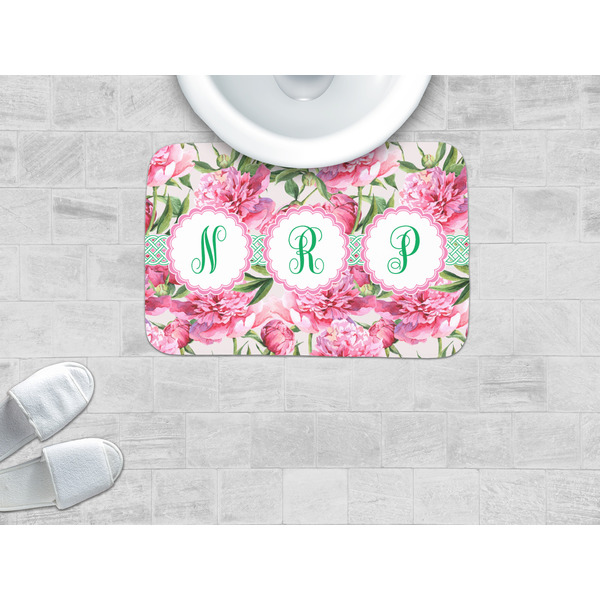 Watercolor Peonies Memory Foam Bath Mat - LIFESTYLE