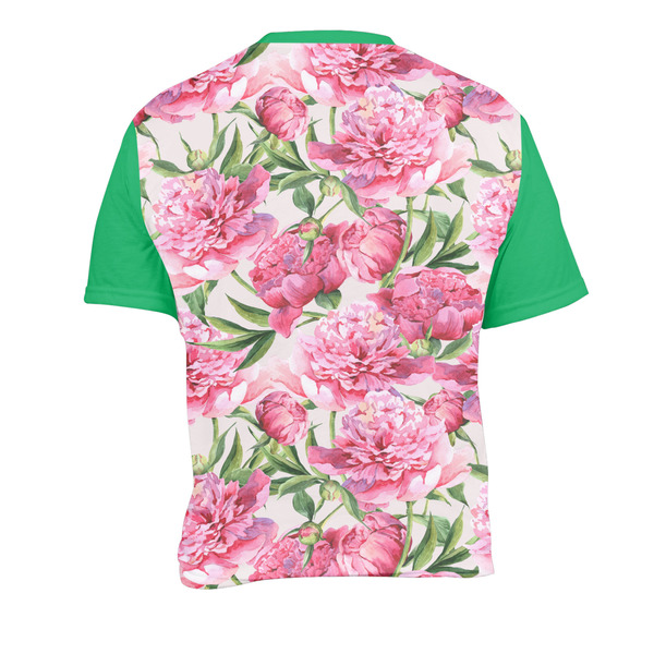 Watercolor Peonies Men's Crew Neck T Shirt Medium - Back