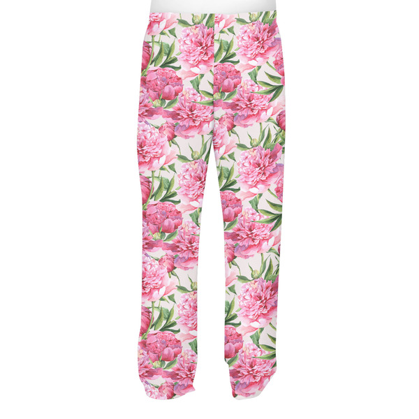 Watercolor Peonies Men's Pjs Back - on model