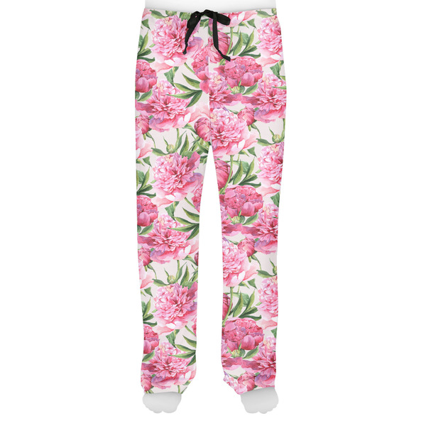 Watercolor Peonies Men's Pjs Front - on model
