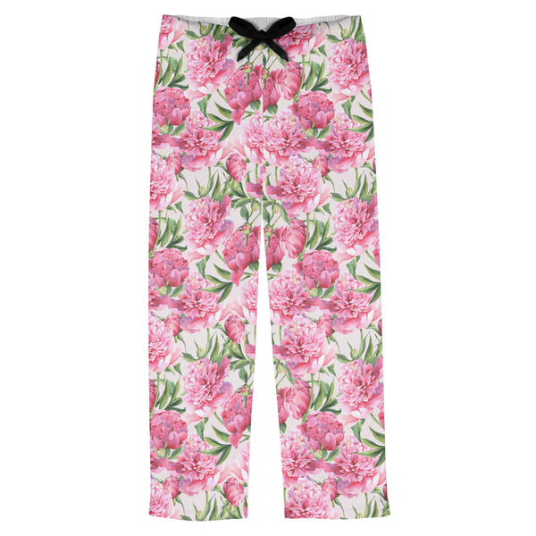 Custom Watercolor Peonies Mens Pajama Pants - XL