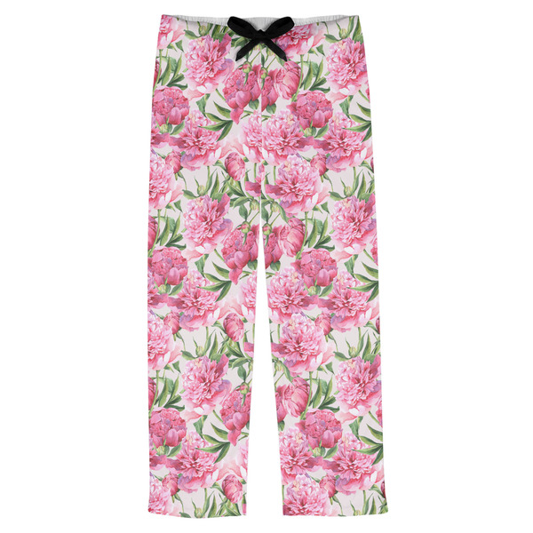 Custom Watercolor Peonies Mens Pajama Pants - M