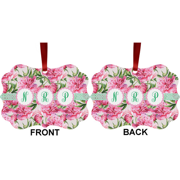 Watercolor Peonies Metal Benilux Ornament - Front and Back (APPROVAL)
