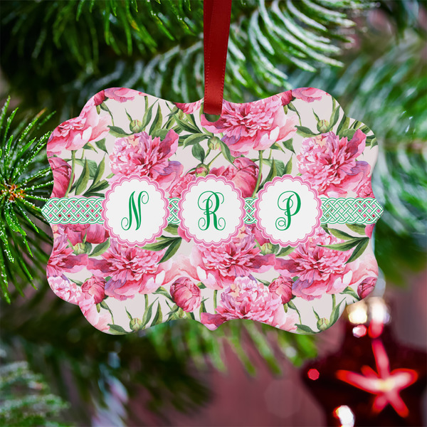 Watercolor Peonies Metal Benilux Ornament - Lifestyle