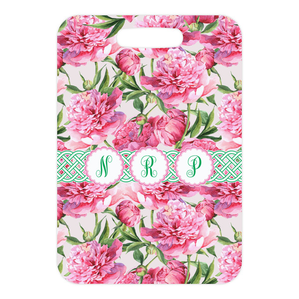 Watercolor Peonies Metal Luggage Tag - Front Without Strap