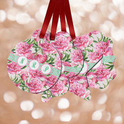 Watercolor Peonies Metal Ornaments - Double Sided w/ Multiple Names