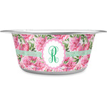 Watercolor Peonies Stainless Steel Dog Bowl - Small (Personalized)