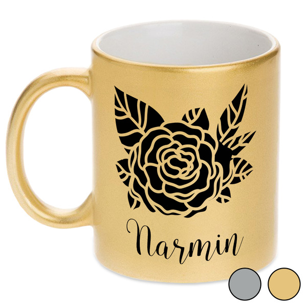 Watercolor Peonies Metallic Mugs