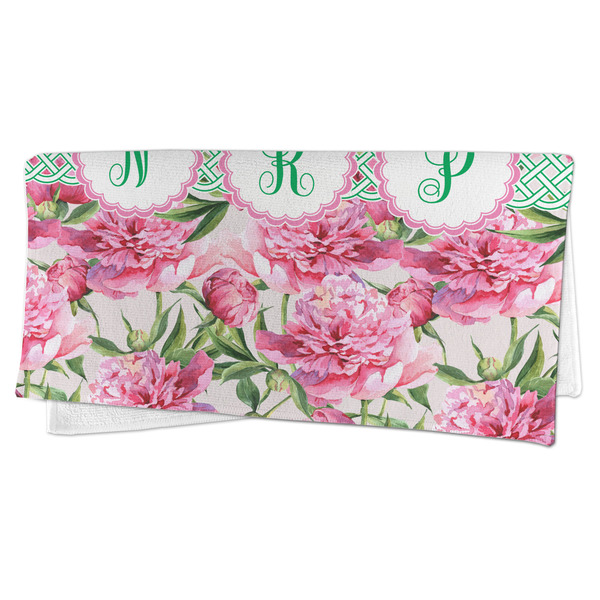 Watercolor Peonies Microfiber Dish Rag - FOLDED (half)