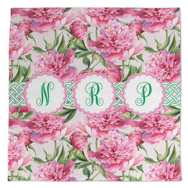 Custom Watercolor Peonies Microfiber Dish Towel (Personalized)