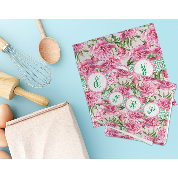 Watercolor Peonies Microfiber Dish Rag - LIFESTYLE
