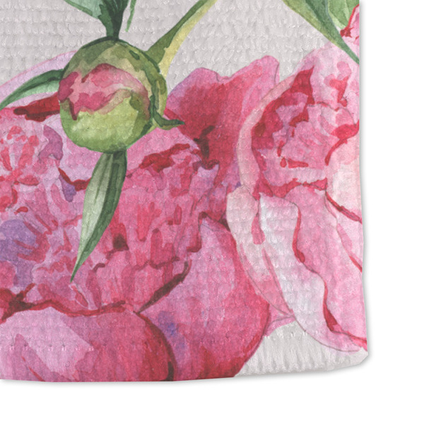 Watercolor Peonies Microfiber Dish Towel - DETAIL