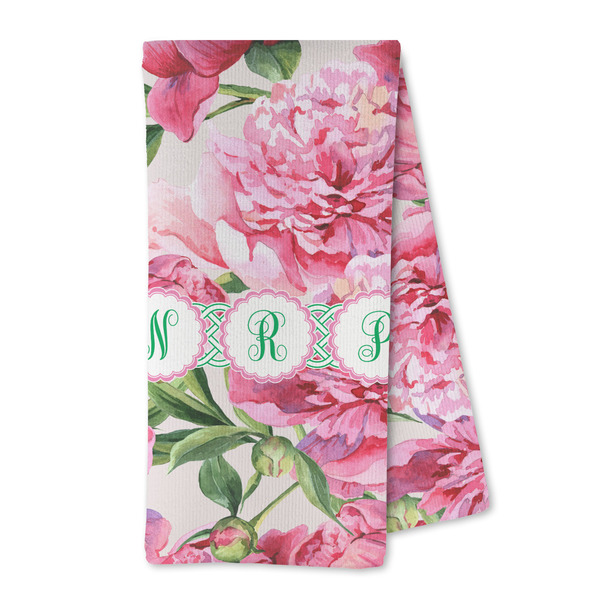 Custom Watercolor Peonies Kitchen Towel - Microfiber (Personalized)