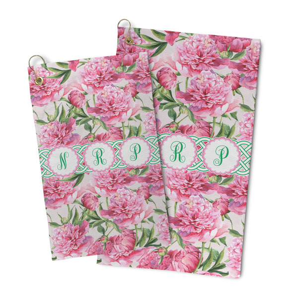 Watercolor Peonies Microfiber Golf Towel - PARENT/MAIN