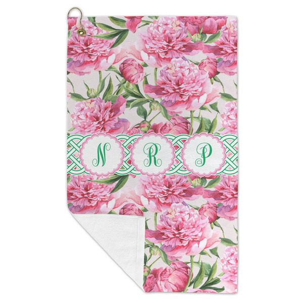 Watercolor Peonies Microfiber Golf Towels - FOLD