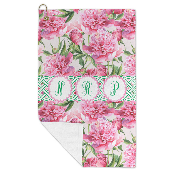 Watercolor Peonies Microfiber Golf Towels - FOLD