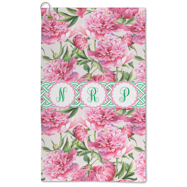 Custom Watercolor Peonies Microfiber Golf Towel - Large (Personalized)