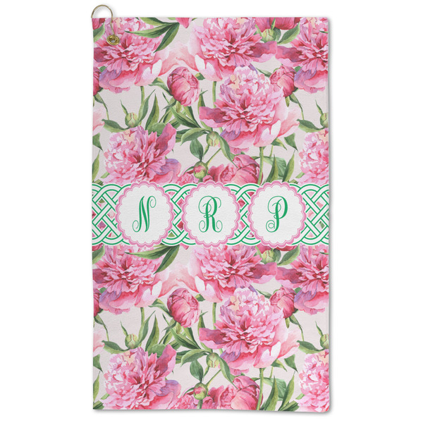 Custom Watercolor Peonies Microfiber Golf Towel (Personalized)