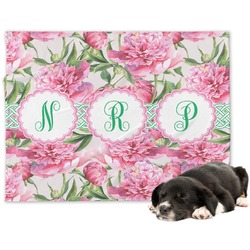 Watercolor Peonies Dog Blanket - Large (Personalized)