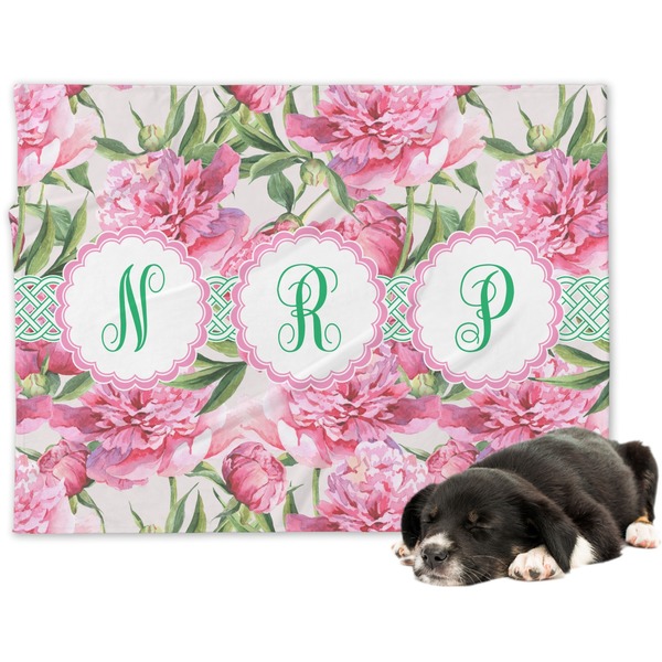 Custom Watercolor Peonies Dog Blanket - Regular (Personalized)