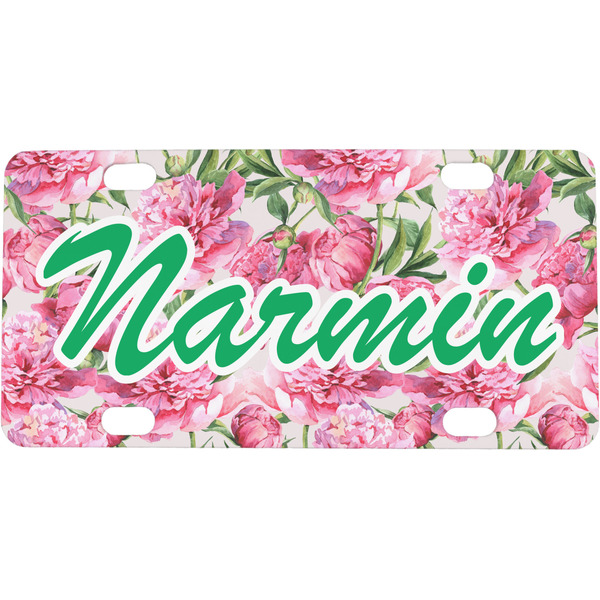Custom Watercolor Peonies Mini / Bicycle License Plate (4 Holes) (Personalized)