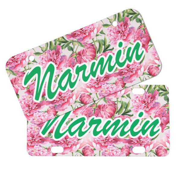 Watercolor Peonies Mini License Plates - MAIN (4 and 2 Holes)
