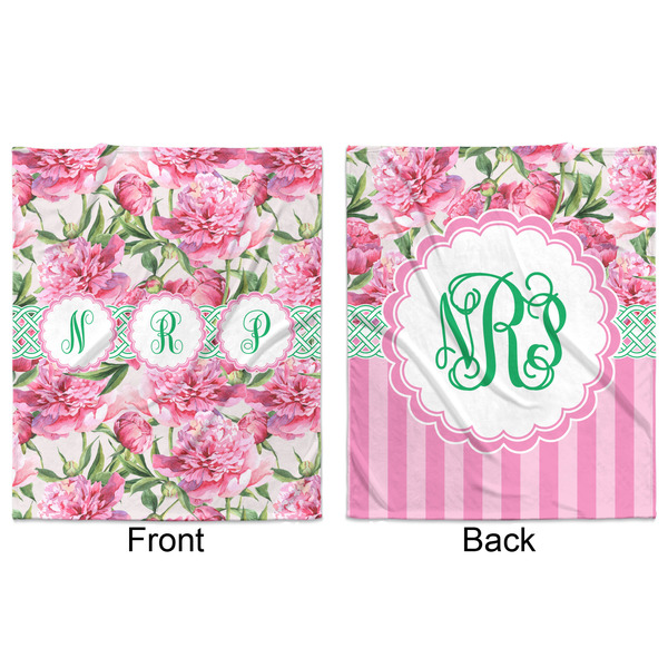 Watercolor Peonies Minky Blanket - 50"x60" - Double Sided - Front & Back
