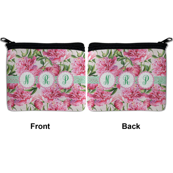 Watercolor Peonies Neoprene Coin Purse - Front & Back (APPROVAL)