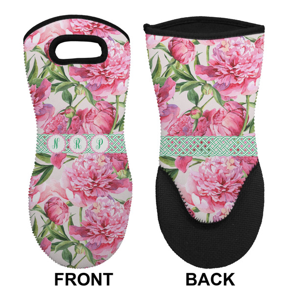 Watercolor Peonies Neoprene Oven Mitt (Front & Back)