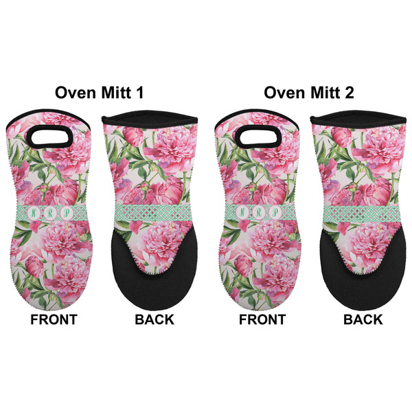 Watercolor Peonies Neoprene Oven Mitt - Set of 2 - Approval